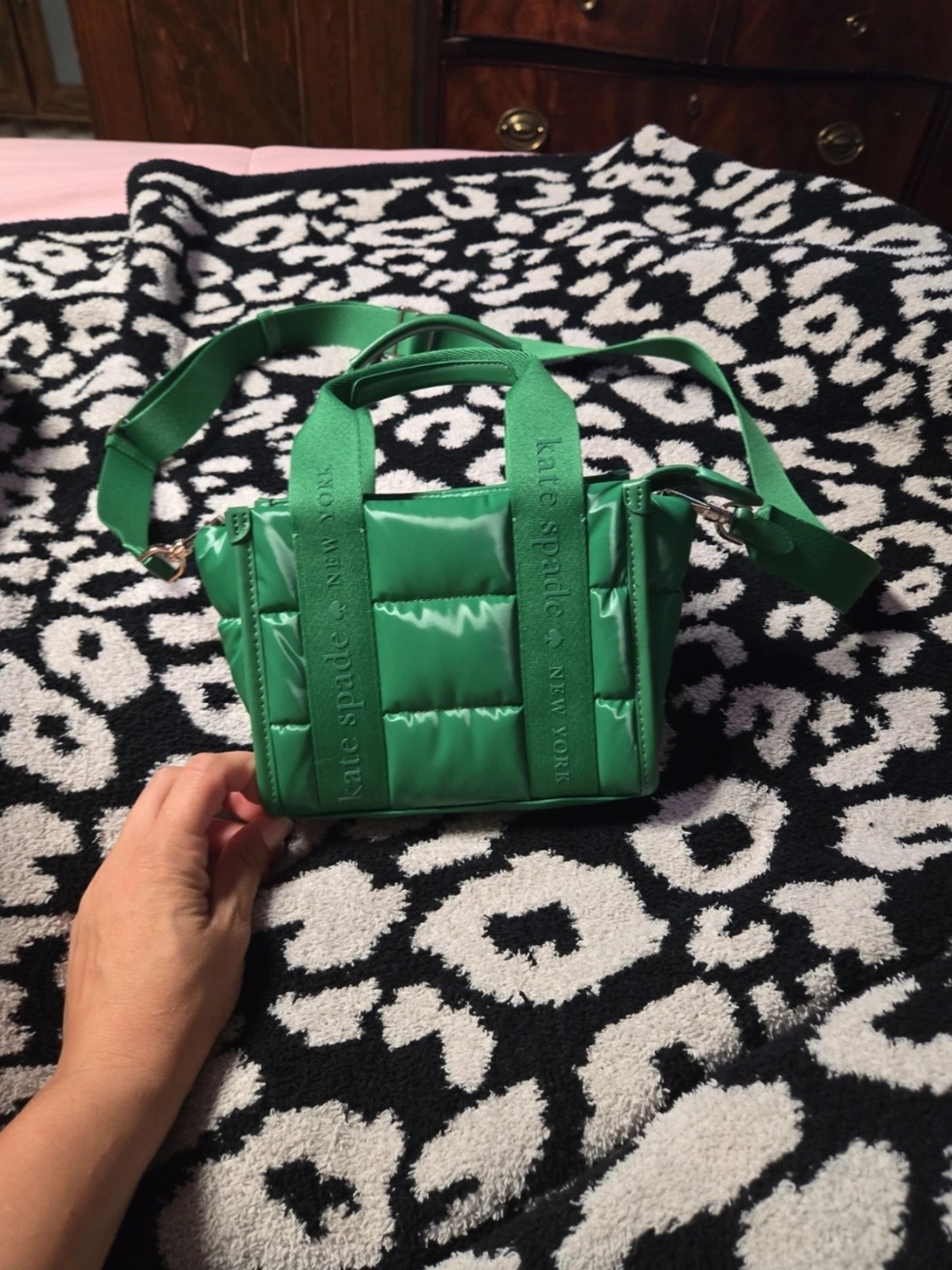 Kate Spade Green Quilted Mini Kip Tote